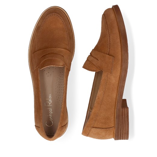 Damskie loafersy brązowe ze skóry zamszowej, Conhpol Relax, RE2760-01 40 Konopka Shoes