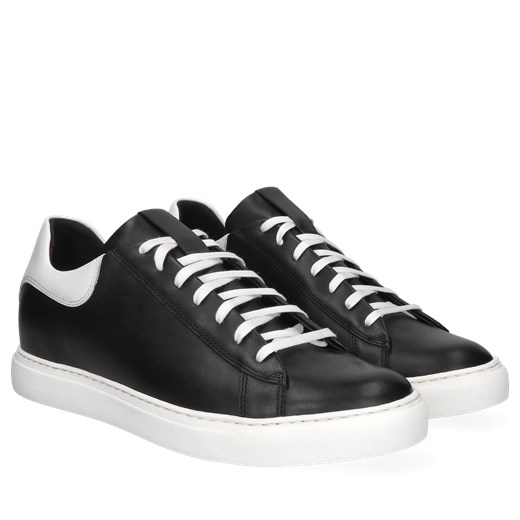 Czarno-białe podwyższające sneakersy, buty ze skóry, Conhpol, SH2680-02 42 Konopka Shoes