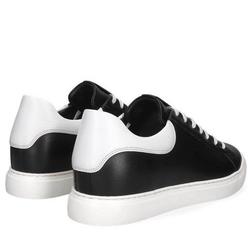 Czarno-białe podwyższające sneakersy, buty ze skóry, Conhpol, SH2680-02 37 Konopka Shoes