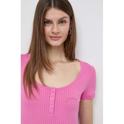 Guess t-shirt damski kolor różowy Guess XS ANSWEAR.com