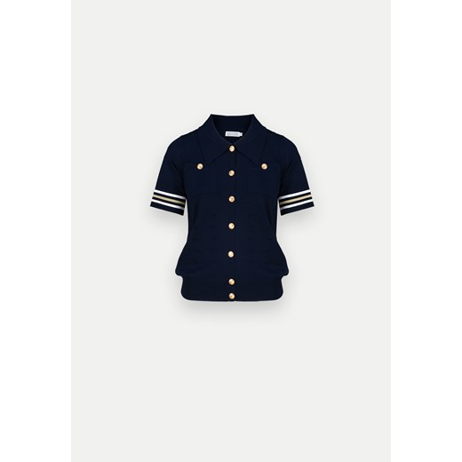 Granatowa dzianinowa bluzka w marynarskim stylu ze sklepu Molton w kategorii Bluzki damskie - zdjęcie 169736404