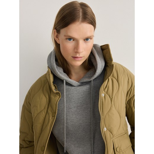 Reserved - Pikowana kurtka ze stójką - oliwkowy ze sklepu Reserved w kategorii Kurtki damskie - zdjęcie 169740602