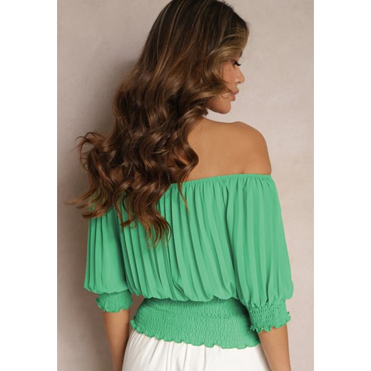 Bluzka damska Renee z dekoltem typu hiszpanka z krótkim rękawem 