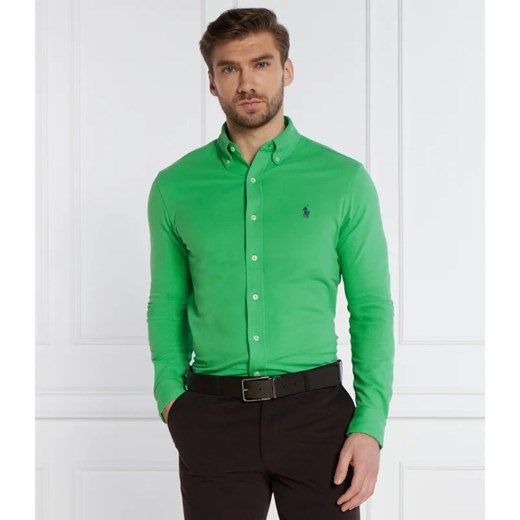 Koszula męska Polo Ralph Lauren z kołnierzykiem button down zielona z długim rękawem 