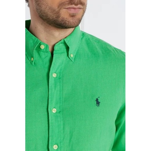 Koszula męska zielona Polo Ralph Lauren z bawełny na wiosnę z długimi rękawami 