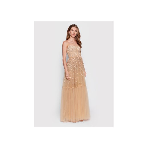 Elisabetta Franchi Sukienka wieczorowa AB-097-22E2-V1190 Beżowy Regular Fit Elisabetta Franchi 42 MODIVO