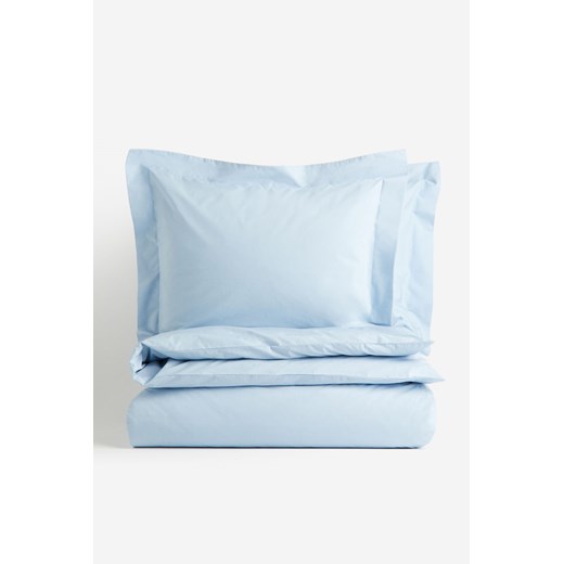 H & M - Komplet podwójnej pościeli z bawełnianego perkalu - Niebieski H & M 200x200 + 50x60 H&M