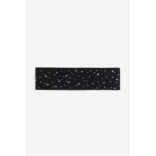 H & M - Dżersejowa opaska do włosów zdobiona strassem - Czarny H & M One Size H&M