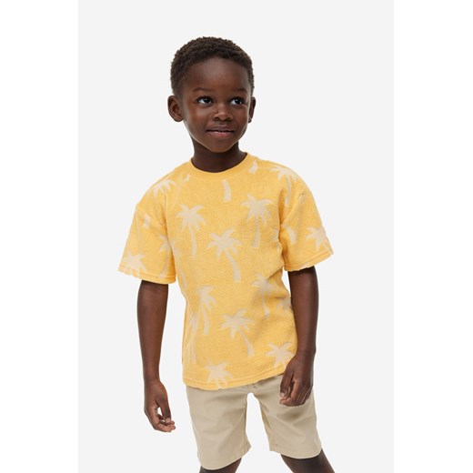 H & M - T-shirt frotte oversize - Żółty H & M 116 (4-6Y) H&M