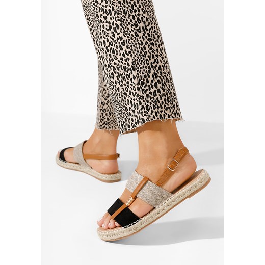Sandały damskie Zapatos casual tkaninowe z klamrą 