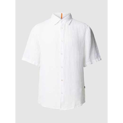 Koszula lniana o kroju regular fit z rękawem o dł. 1/2 model ‘Rash’ ze sklepu Peek&Cloppenburg  w kategorii Koszule męskie - zdjęcie 169751120