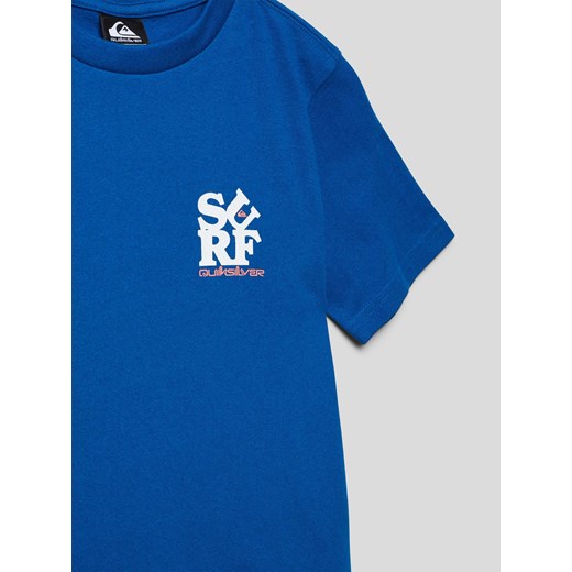 T-shirt chłopięce niebieski Quiksilver bawełniany z krótkimi rękawami 