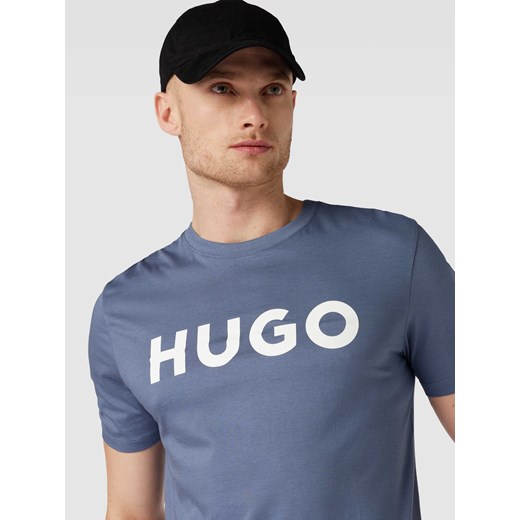 T-shirt męski szary Hugo Boss z krótkimi rękawami w stylu młodzieżowym 