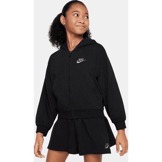 Bluza z kapturem i zamkiem na całej długości dla dużych dzieci (dziewcząt) Nike Sportswear - Czerń ze sklepu Nike poland w kategorii Bluzy dziewczęce - zdjęcie 169754572