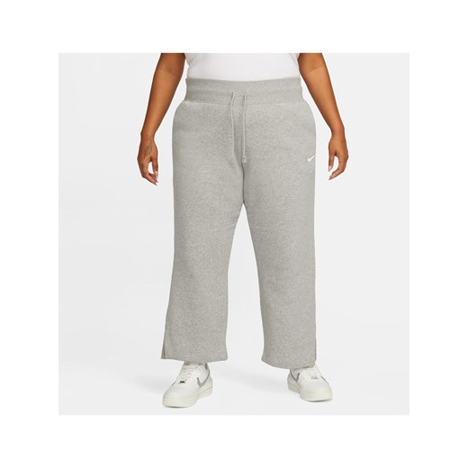 Damskie spodnie dresowe z wysokim stanem i szerokimi nogawkami Nike Sportswear Phoenix Fleece (duże rozmiary) - Szary ze sklepu Nike poland w kategorii Spodnie damskie - zdjęcie 169754674