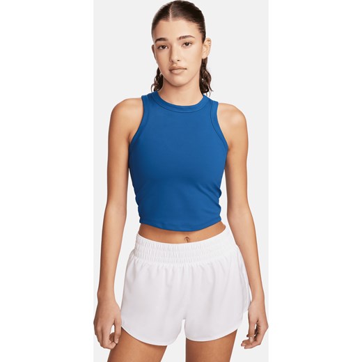 Damska koszulka bez rękawów o skróconym kroju Dri-FIT Nike One Fitted - Niebieski ze sklepu Nike poland w kategorii Bluzki damskie - zdjęcie 169754840