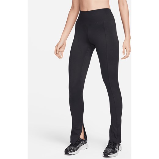 Damskie legginsy o pełnej długości z wysokim stanem i rozcięciem u dołu Nike One - Czerń ze sklepu Nike poland w kategorii Spodnie damskie - zdjęcie 169755481
