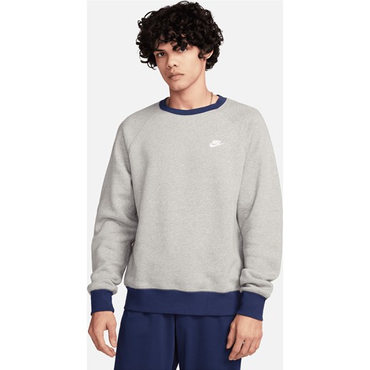 Męska bluza z długimi, raglanowymi rękawami Nike Club Fleece - Szary ze sklepu Nike poland w kategorii Bluzy męskie - zdjęcie 169755524