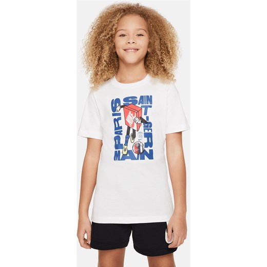 T-shirt piłkarski dla dużych dzieci Nike Paris Saint-Germain - Biel ze sklepu Nike poland w kategorii Bluzki dziewczęce - zdjęcie 169755532