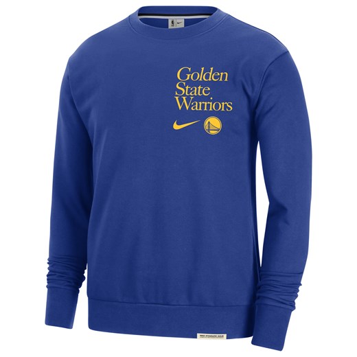 Męska bluza dresowa z półokrągłym dekoltem Nike Dri-FIT NBA Golden State Warriors Standard Issue - Niebieski ze sklepu Nike poland w kategorii Bluzy męskie - zdjęcie 169755552