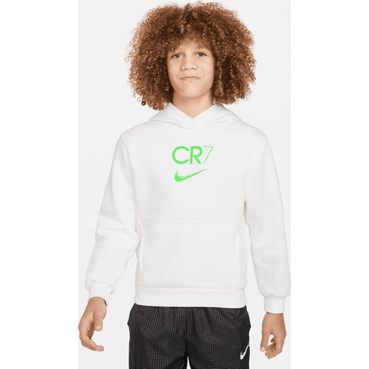 Bluza piłkarska z kapturem dla dużych dzieci Club Fleece CR7 - Biel ze sklepu Nike poland w kategorii Bluzy chłopięce - zdjęcie 169755590