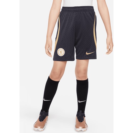 Dzianinowe spodenki piłkarskie dla dużych dzieci Chelsea F.C. Strike Nike Dri-FIT - Niebieski ze sklepu Nike poland w kategorii Spodenki chłopięce - zdjęcie 169755631