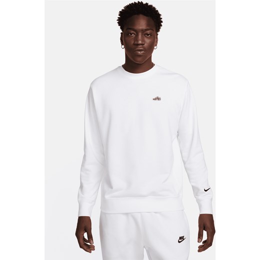 Męska bluza z półokrągłym dekoltem z dzianiny dresowej Nike Sportswear - Biel ze sklepu Nike poland w kategorii Bluzy męskie - zdjęcie 169755700