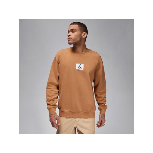 Męska dzianinowa bluza dresowa z półokrągłym dekoltem Jordan Essentials - Brązowy ze sklepu Nike poland w kategorii Bluzy męskie - zdjęcie 169755713