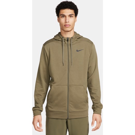 Męska bluza z kapturem i zamkiem na całej długości Dri-FIT Nike Dry - Zieleń ze sklepu Nike poland w kategorii Bluzy męskie - zdjęcie 169755780