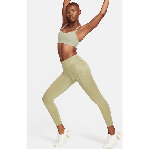 Damskie legginsy ze średnim stanem i kieszeniami o długości 7/8 zapewniające mocne wsparcie Nike Go - Brązowy ze sklepu Nike poland w kategorii Spodnie damskie - zdjęcie 169755960