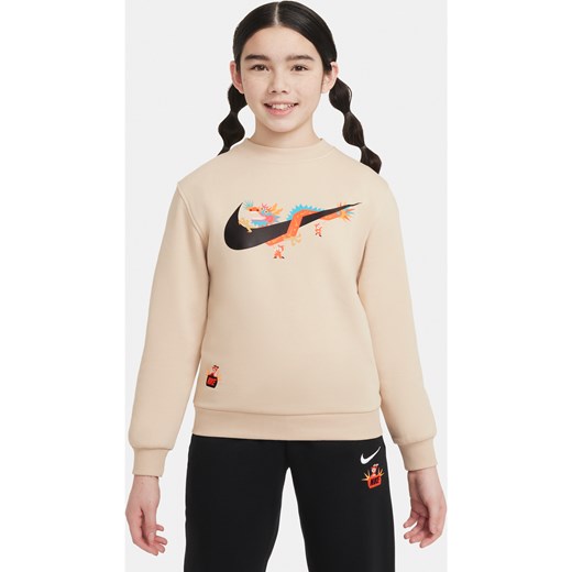 Bluza dziewczęca beżowa Nike na wiosnę z dzianiny 