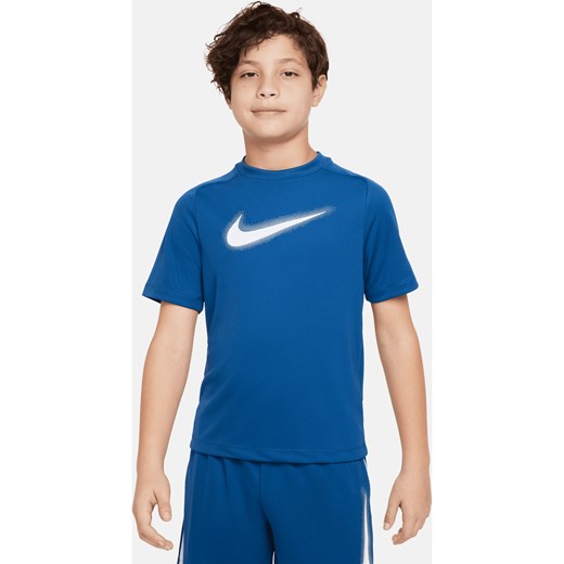 Koszulka treningowa z nadrukiem dla dużych dzieci (chłopców) Nike Dri-FIT Multi - Niebieski ze sklepu Nike poland w kategorii T-shirty chłopięce - zdjęcie 169756194