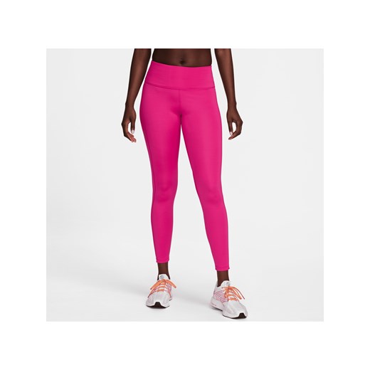 Damskie legginsy 7/8 ze średnim stanem, kieszeniami i grafiką Nike Fast - Różowy ze sklepu Nike poland w kategorii Spodnie damskie - zdjęcie 169756403