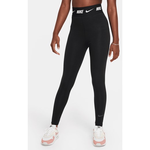 Legginsy z wysokim stanem dla dużych dzieci (dziewcząt) Nike Sportswear Favorites - Czerń ze sklepu Nike poland w kategorii Spodnie dziewczęce - zdjęcie 169756554
