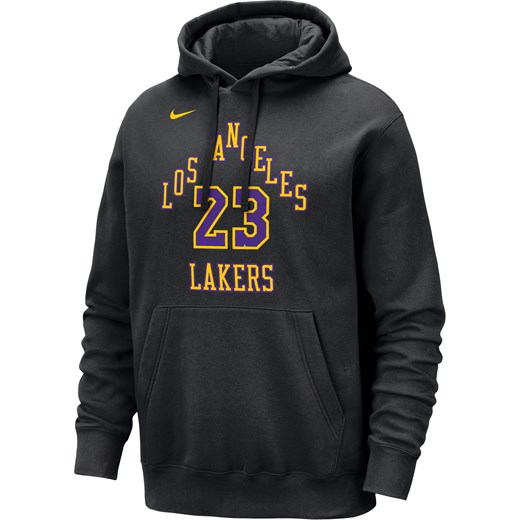 Męska bluza z kapturem Nike NBA LeBron James Los Angeles Lakers Club Fleece City Edition - Czerń ze sklepu Nike poland w kategorii Bluzy męskie - zdjęcie 169757160