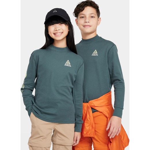 Luźna koszulka z długim rękawem dla dużych dzieci z tkaniny waflowej Nike ACG - Zieleń ze sklepu Nike poland w kategorii T-shirty chłopięce - zdjęcie 169757284