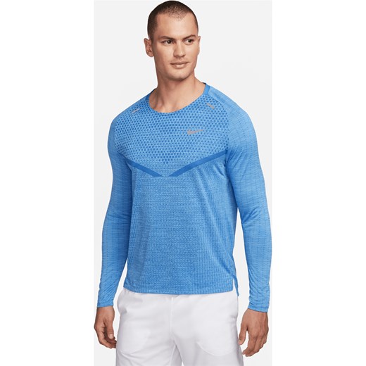 Męska koszulka z długim rękawem do biegania Dri-FIT ADV Nike TechKnit - Niebieski ze sklepu Nike poland w kategorii T-shirty męskie - zdjęcie 169757534