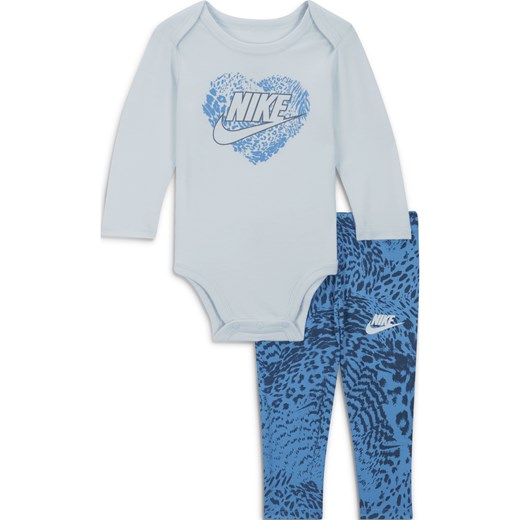 Dwuczęściowy zestaw dla niemowląt Nike Animal Print Bodysuit and Leggings Set - Niebieski ze sklepu Nike poland w kategorii Komplety niemowlęce - zdjęcie 169757583