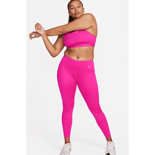 Damskie legginsy ze średnim stanem i kieszeniami o długości 7/8 zapewniające mocne wsparcie Nike Go - Różowy ze sklepu Nike poland w kategorii Spodnie damskie - zdjęcie 169757633