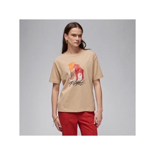 Damski T-shirt z kolażowym nadrukiem Jordan - Brązowy ze sklepu Nike poland w kategorii Bluzki damskie - zdjęcie 169757652