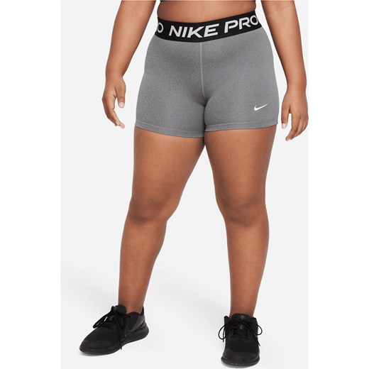 Spodenki dla dużych dzieci (dziewcząt) Nike Pro Dri-FIT (szersze rozmiary) - Szary ze sklepu Nike poland w kategorii Spodenki dziewczęce - zdjęcie 169757901