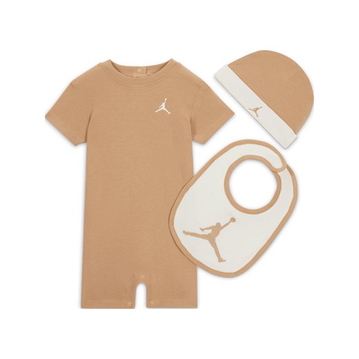 Trzyczęściowy zestaw rampersów dla niemowląt Jordan Jumpman - Brązowy ze sklepu Nike poland w kategorii Komplety niemowlęce - zdjęcie 169758144