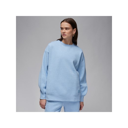 Damska bluza dresowa z półokrągłym dekoltem Jordan Flight Fleece - Niebieski ze sklepu Nike poland w kategorii Bluzy damskie - zdjęcie 169758504