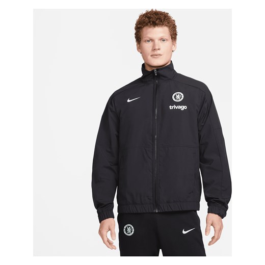 Męska kurtka piłkarska z tkaniny Nike Chelsea F.C. Revival (wersja trzecia) - Czerń ze sklepu Nike poland w kategorii Kurtki męskie - zdjęcie 169758841