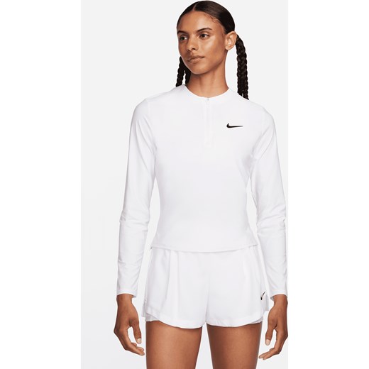 Damska warstwa środkowa do tenisa z zamkiem 1/4 Dri-FIT NikeCourt Advantage - Biel ze sklepu Nike poland w kategorii Bluzki damskie - zdjęcie 169759050