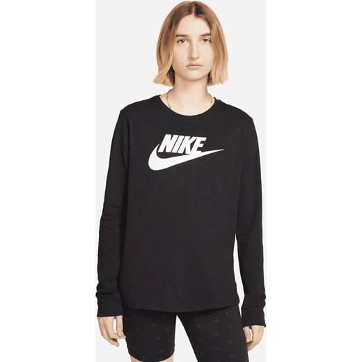 Damski T-shirt z długim rękawem i logo Nike Sportswear Essentials - Czerń ze sklepu Nike poland w kategorii Bluzki damskie - zdjęcie 169759062