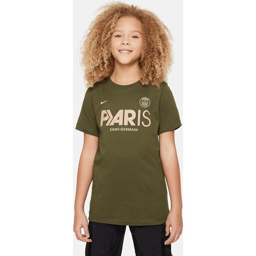 T-shirt piłkarski dla dużych dzieci Nike Paris Saint-Germain Mercurial - Zieleń ze sklepu Nike poland w kategorii Bluzki dziewczęce - zdjęcie 169759064