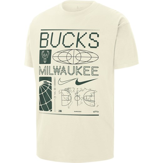 T-shirt męski Nike NBA Max90 Milwaukee Bucks - Biel ze sklepu Nike poland w kategorii T-shirty męskie - zdjęcie 169759112
