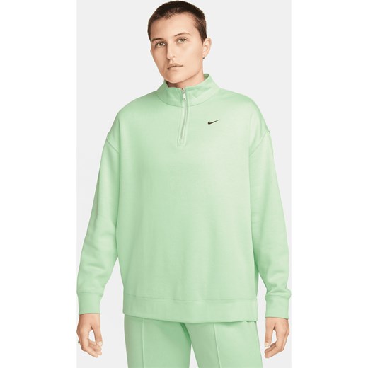 Damska dzianinowa bluza oversize z zamkiem 1/4 Nike Sportswear - Zieleń ze sklepu Nike poland w kategorii Bluzy damskie - zdjęcie 169759133