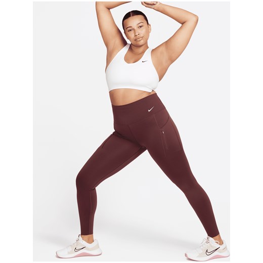 Damskie legginsy o pełnej długości z wysokim stanem i kieszeniami zapewniające mocne wsparcie Nike Go - Czerwony ze sklepu Nike poland w kategorii Spodnie damskie - zdjęcie 169759140